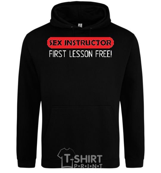 Мужская толстовка (худи) SEX INSTRUCTOR. FREE Черный фото