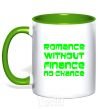 Mug with a colored handle ROMANCE WITHOUT FINANCE NO CHANCE kelly-green фото