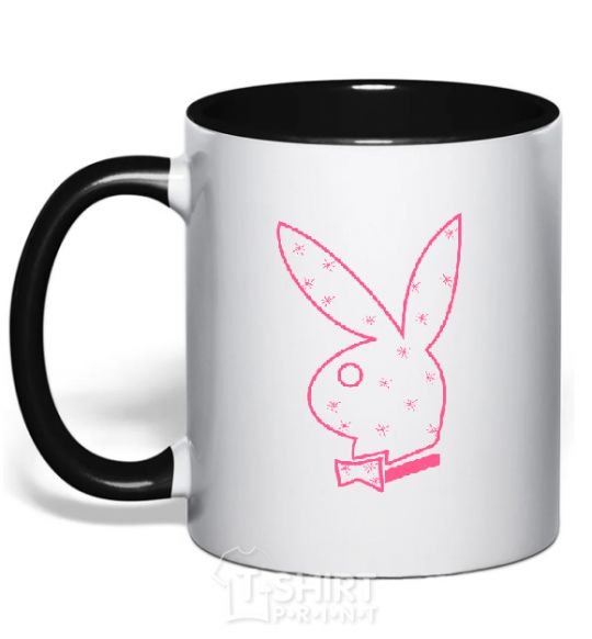 Mug with a colored handle PINK PLAYBOY black фото