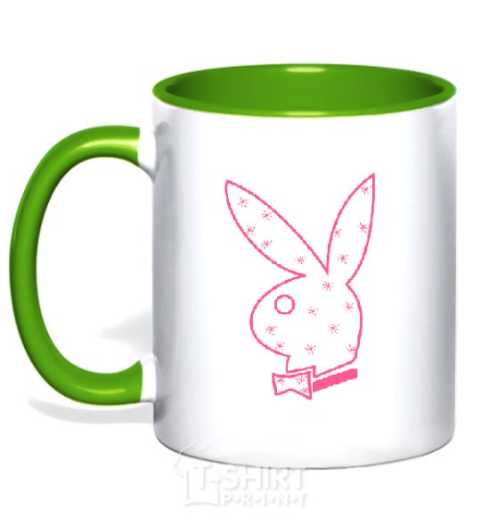 Mug with a colored handle PINK PLAYBOY kelly-green фото