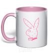 Mug with a colored handle PINK PLAYBOY light-pink фото