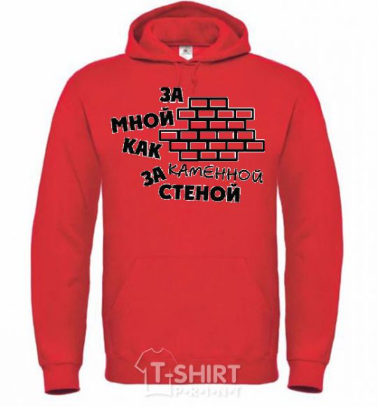 Men`s hoodie BEHIND ME LIKE A STONE WALL bright-red фото