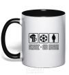 Mug with a colored handle HAPPINESS IS SIMPLE black фото