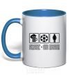 Mug with a colored handle HAPPINESS IS SIMPLE royal-blue фото