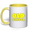 Mug with a colored handle OLD SCHOOL yellow фото
