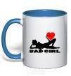 Mug with a colored handle BAD GIRL Picture royal-blue фото