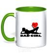 Mug with a colored handle BAD GIRL Picture kelly-green фото