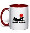 Mug with a colored handle BAD GIRL Picture red фото