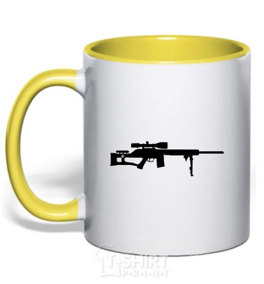 Mug with a colored handle SNIPER yellow фото