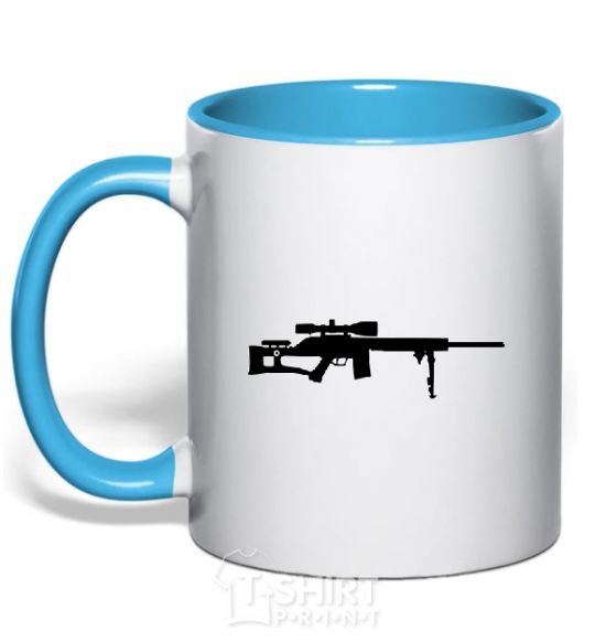 Mug with a colored handle SNIPER sky-blue фото