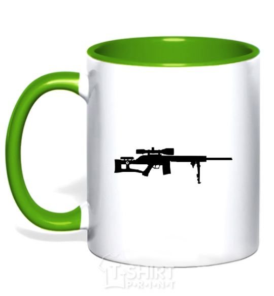 Mug with a colored handle SNIPER kelly-green фото