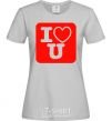 Women's T-shirt I LOVE U grey фото