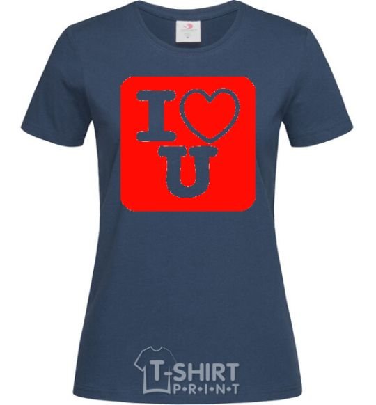 Women's T-shirt I LOVE U navy-blue фото