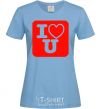 Women's T-shirt I LOVE U sky-blue фото