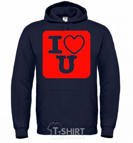 Men`s hoodie I LOVE U navy-blue фото