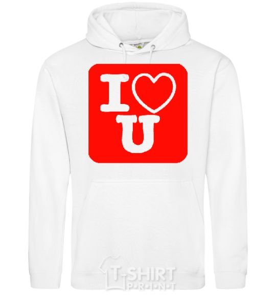 Men`s hoodie I LOVE U White фото