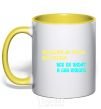 Mug with a colored handle WOMAN DRIVER yellow фото