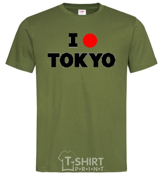 Мужская футболка I LOVE TOKYO Оливковый фото