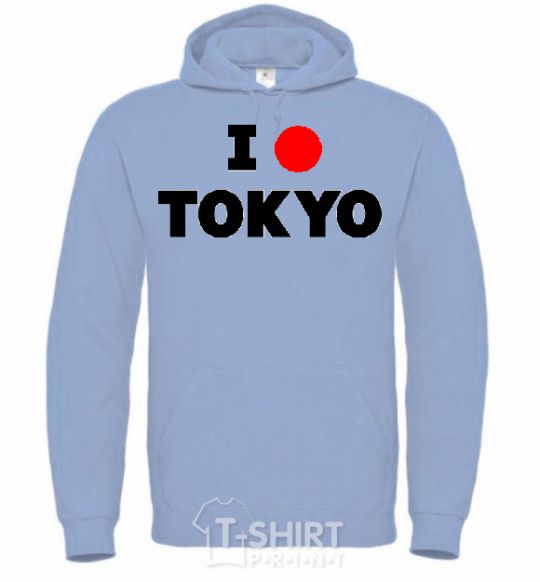 Men`s hoodie I LOVE TOKYO sky-blue фото