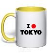 Mug with a colored handle I LOVE TOKYO yellow фото