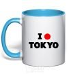 Mug with a colored handle I LOVE TOKYO sky-blue фото
