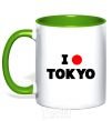 Mug with a colored handle I LOVE TOKYO kelly-green фото
