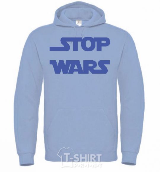 Men`s hoodie STOP WARS sky-blue фото