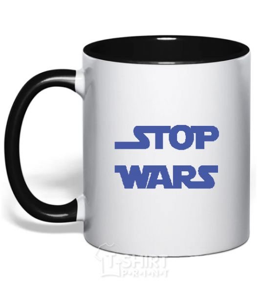 Mug with a colored handle STOP WARS black фото