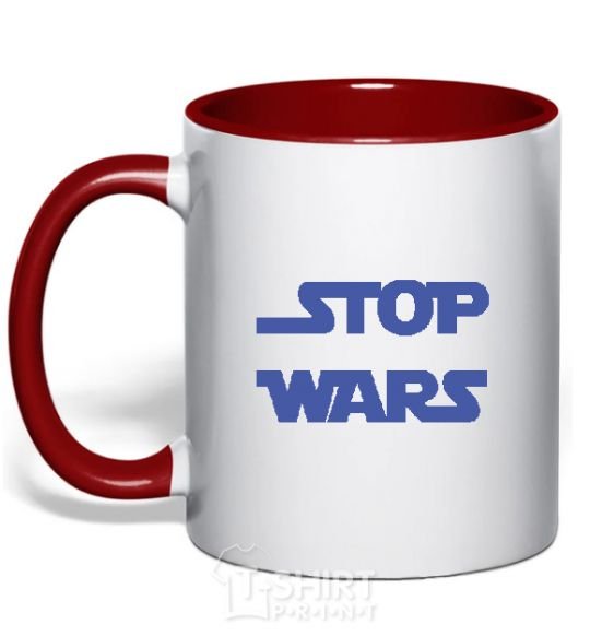 Mug with a colored handle STOP WARS red фото