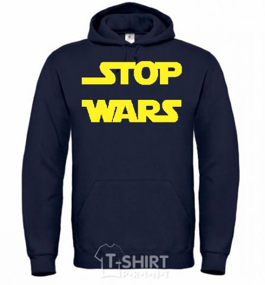 Men`s hoodie STOP WARS navy-blue фото