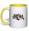 Mug with a colored handle HIPHOP yellow фото