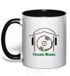 Mug with a colored handle HOUSE MUSIC black фото