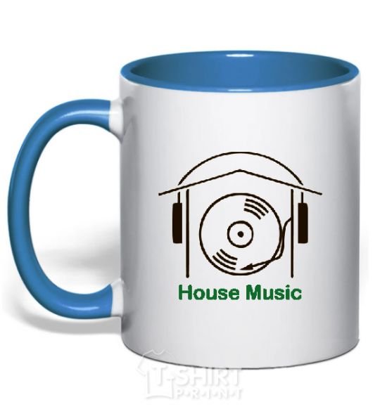 Mug with a colored handle HOUSE MUSIC royal-blue фото