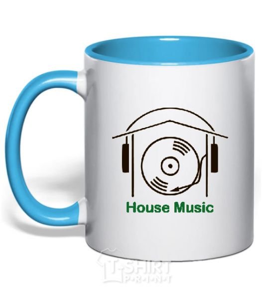 Чашка с цветной ручкой HOUSE MUSIC Голубой фото