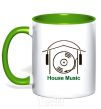 Mug with a colored handle HOUSE MUSIC kelly-green фото