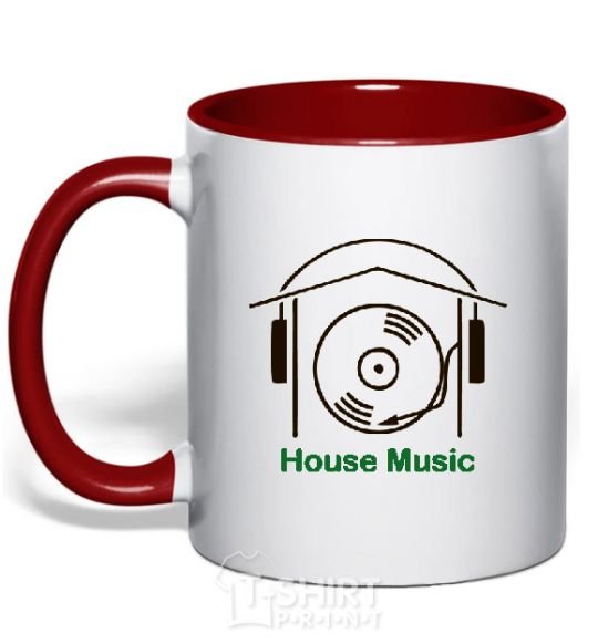 Mug with a colored handle HOUSE MUSIC red фото