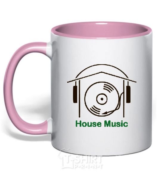 Mug with a colored handle HOUSE MUSIC light-pink фото