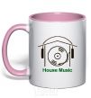 Mug with a colored handle HOUSE MUSIC light-pink фото