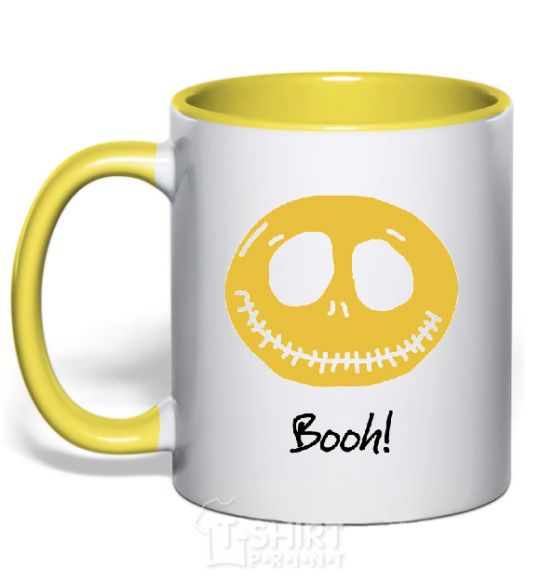 Mug with a colored handle BOOH! yellow фото
