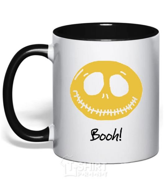 Mug with a colored handle BOOH! black фото