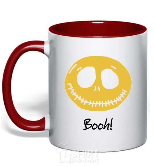 Mug with a colored handle BOOH! red фото