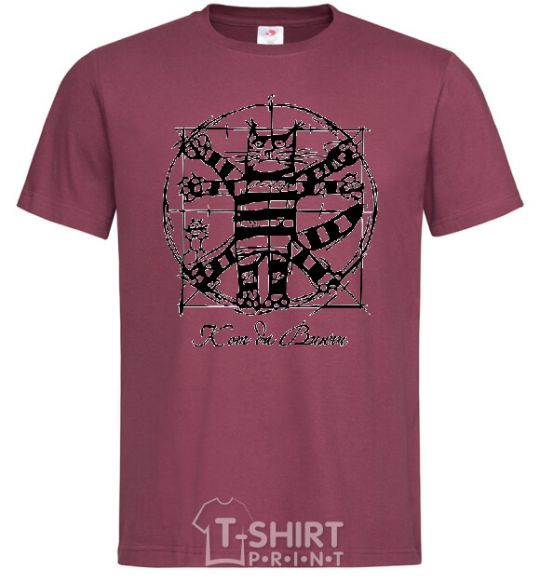 Men's T-Shirt CAT DA VINCI Exclusive burgundy фото