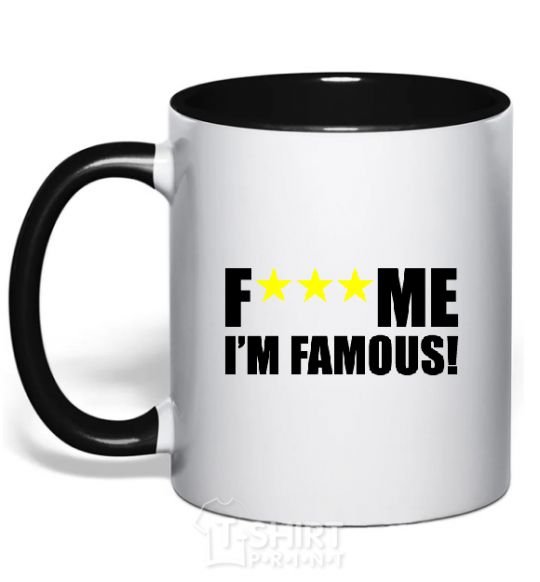 Mug with a colored handle I AM FAMOUS black фото