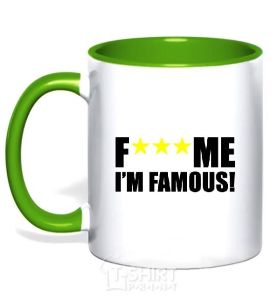 Mug with a colored handle I AM FAMOUS kelly-green фото