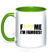 Mug with a colored handle I AM FAMOUS kelly-green фото
