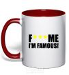 Mug with a colored handle I AM FAMOUS red фото