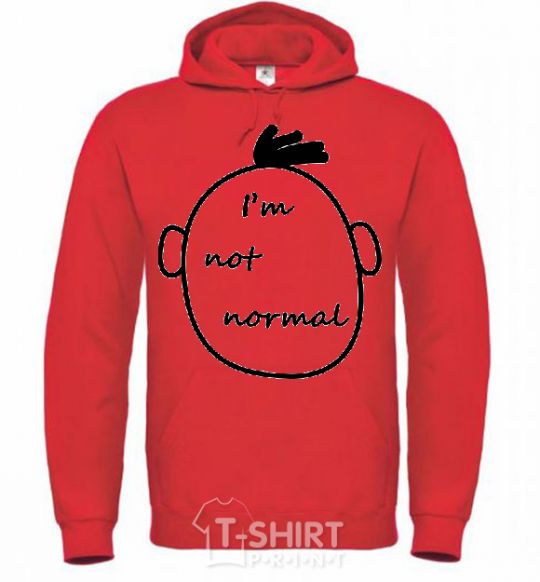 Men`s hoodie I AM NOT NORMAL bright-red фото
