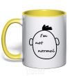 Mug with a colored handle I AM NOT NORMAL yellow фото