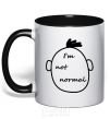 Mug with a colored handle I AM NOT NORMAL black фото
