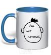 Mug with a colored handle I AM NOT NORMAL royal-blue фото